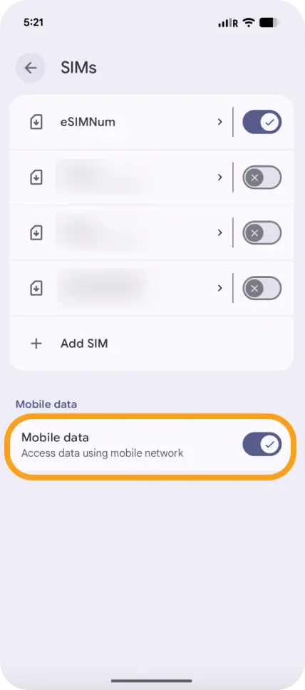 Enable Mobile Data