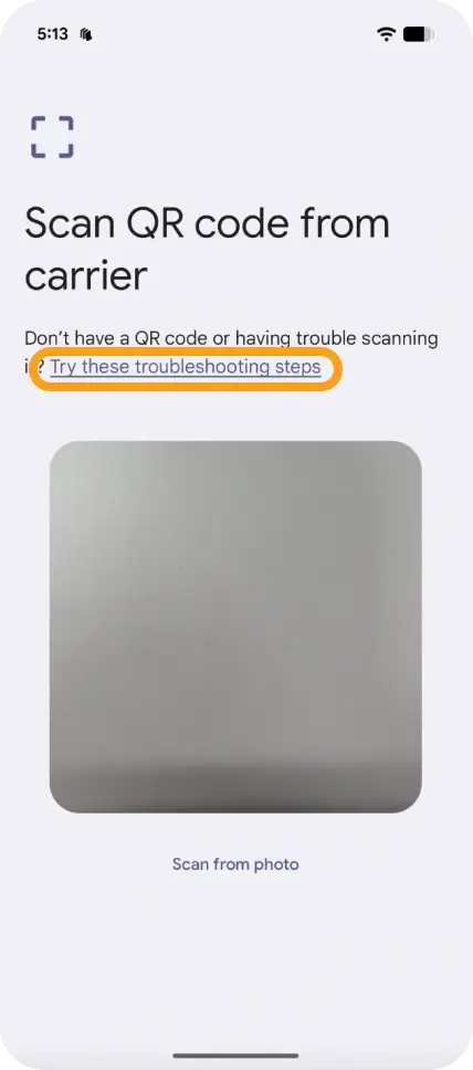 Tap Try these Troubleshooting Steps