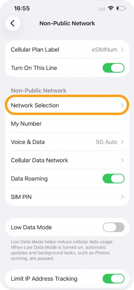 Tap Network Selection