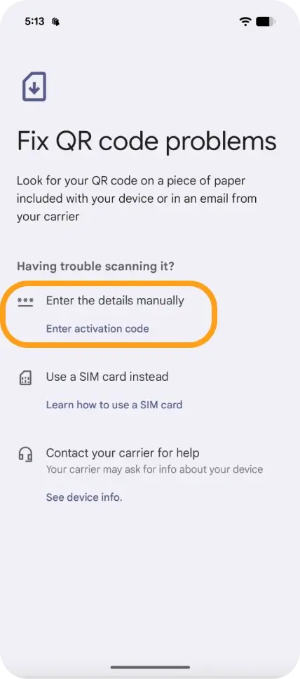 Choose Enter Details Manually