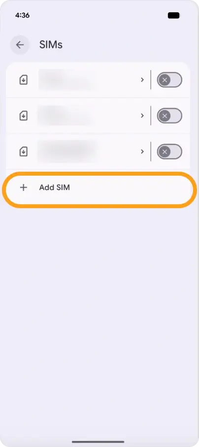點擊添加 SIM 卡