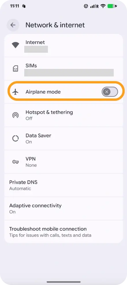 Disable Airplane Mode