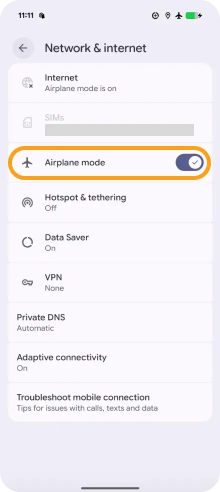 Enable Airplane Mode