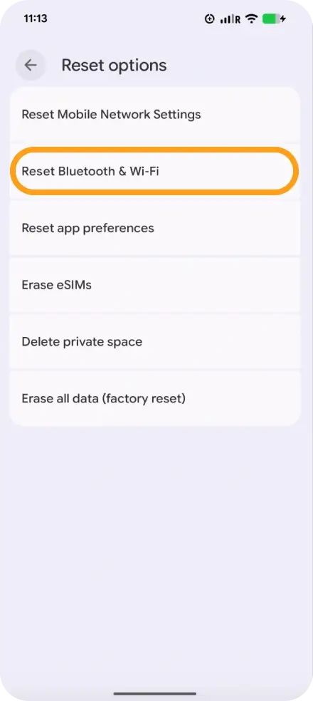 Tap Reset Bluetooth & WiFi