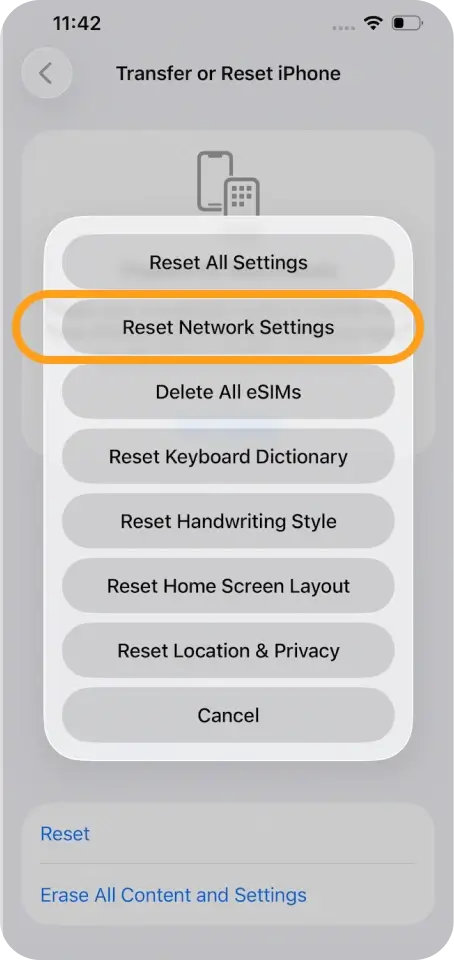 Tap Reset Network Settings