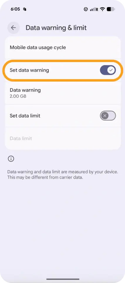 Set Data Warning