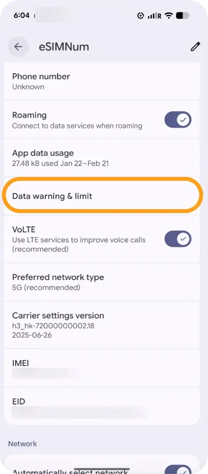 Tap Data Warning Limit