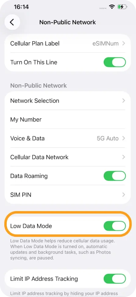 Enable Low Data Mode