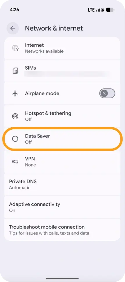 Tap Data Saver